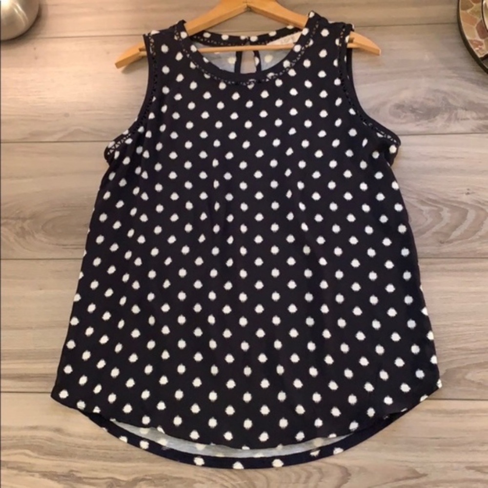 LOFT Navy Polkadot Tank Top